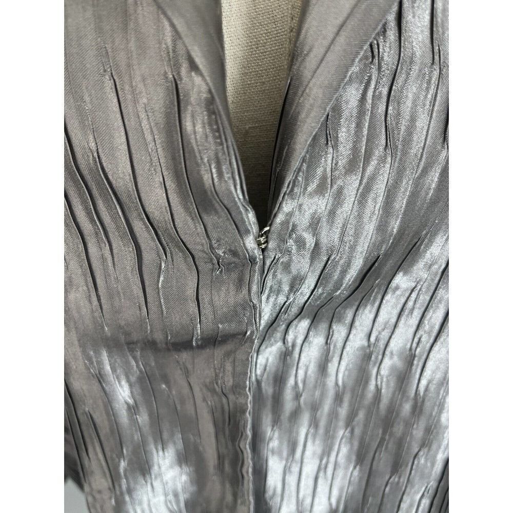 Chico's Silver Crinkle Jacket Size 1 Medium 8 10 US Blazer Caroline New - Picture 7 of 12